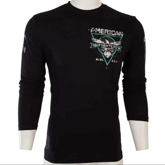 American Fighter Mens Long Sleeve Shirt ABRAHAM Premium Athletic Black S-3XL - Picture 4 of 13